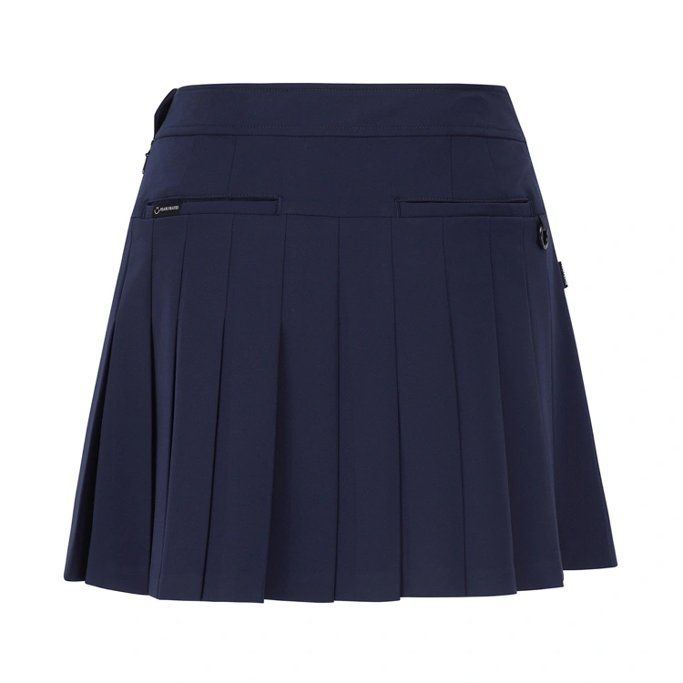 Chân váy golf nữ xếp li phối cúc màu xanh navy — ảnh 2