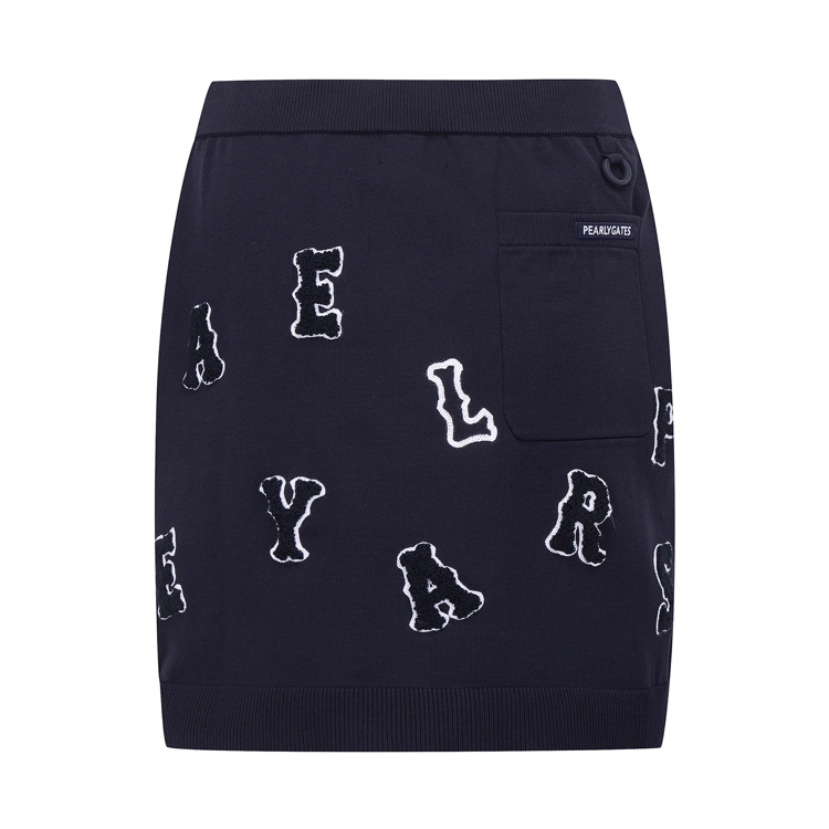 Chân váy golf nữ dáng suông họa tiết chữ màu xanh navy — ảnh 2