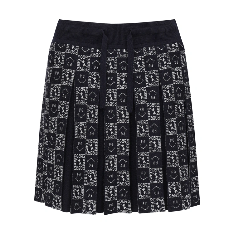 Chân váy golf nữ xếp ly phối họa tiết logo màu xanh navy Pearly Gates