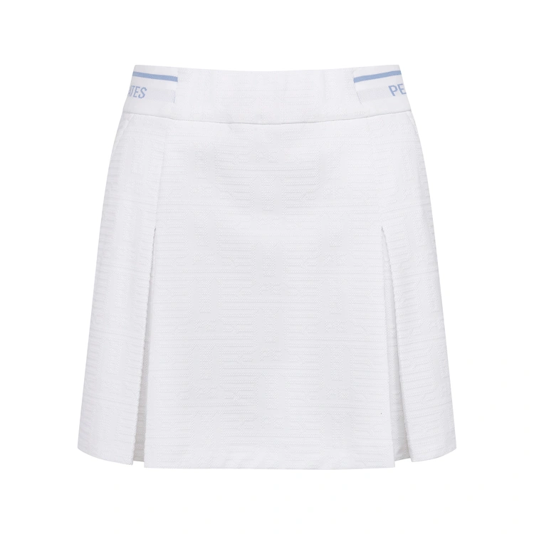 Váy golf nữ trắng xếp li phối logo thun co giãn Pearly Gates