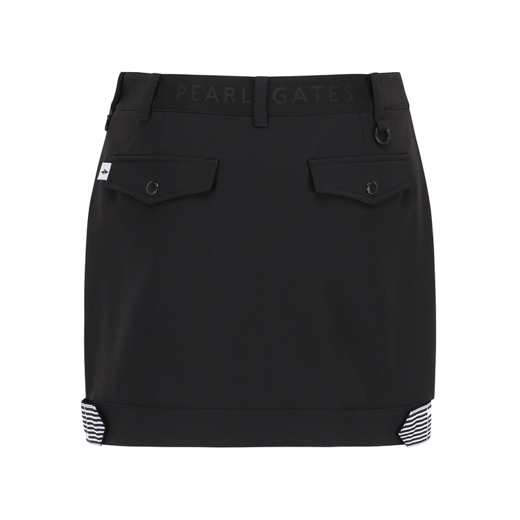 Chân váy golf nữ phối viền sọc đen trắng — ảnh 2