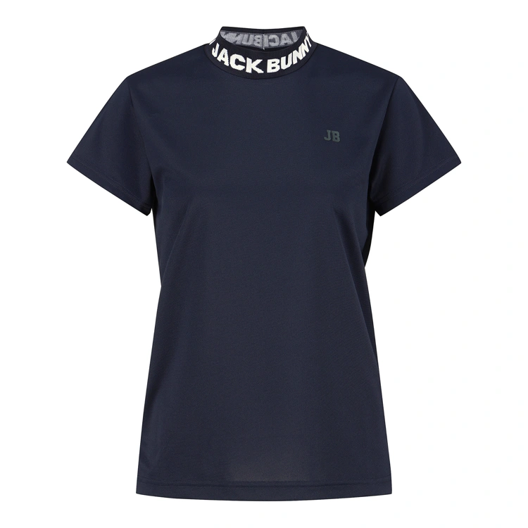 Áo golf nữ Pearly Gates màu xanh navy, cổ cao chữ trắng, tay ngắn