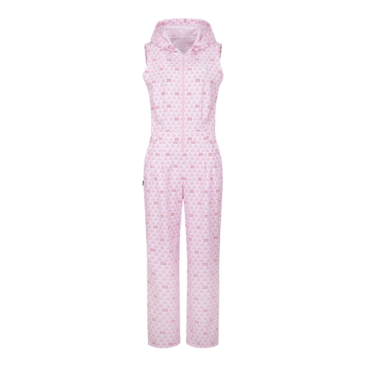 Jumpsuit nữ cao cấp không tay màu hồng họa tiết logo Pearly Gates