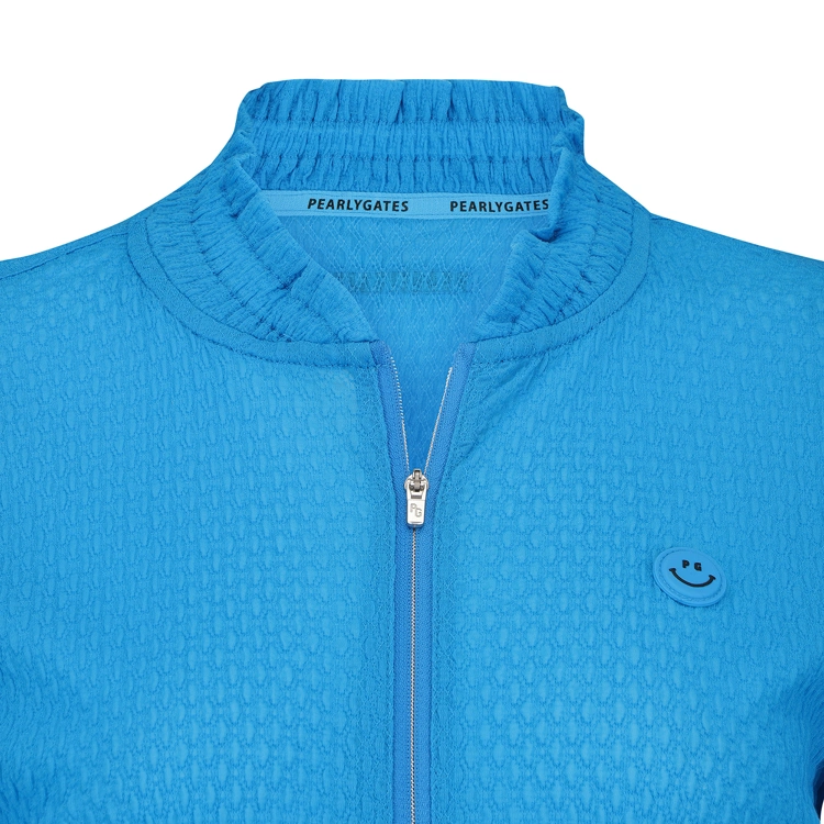Áo golf nữ tay dài cổ trụ bèo màu xanh dương — ảnh 3