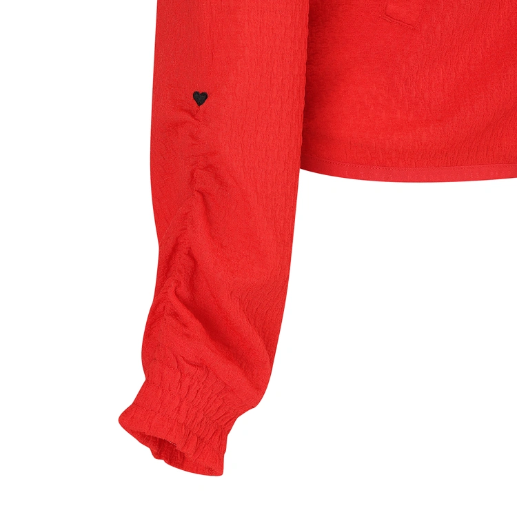 Áo golf nữ tay dài khoá kéo màu đỏ — ảnh 4