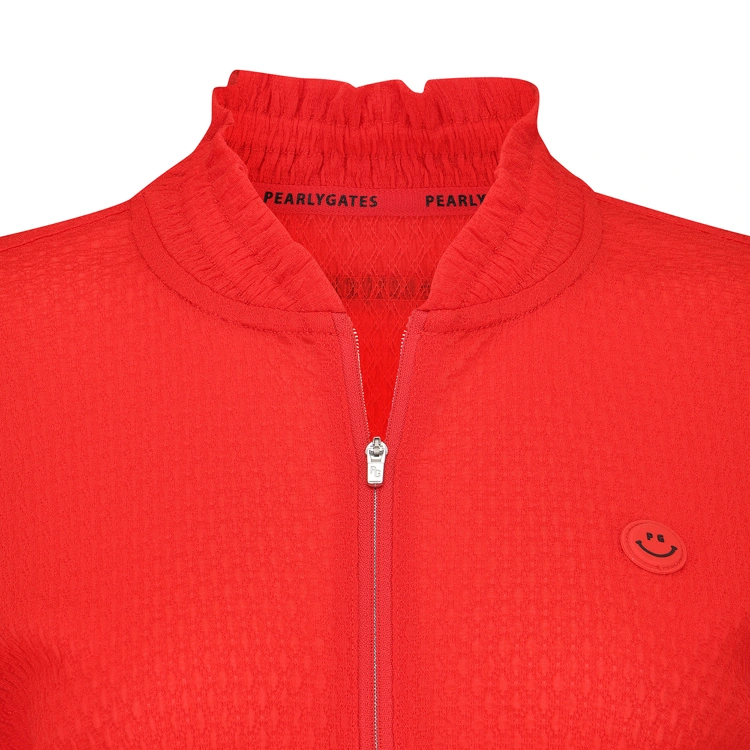 Áo golf nữ tay dài khoá kéo màu đỏ — ảnh 3