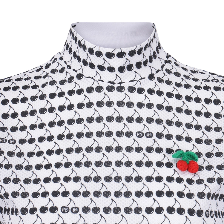 Áo golf nữ tay ngắn họa tiết cherry trắng — ảnh 4