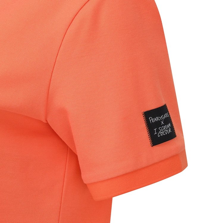 Áo golf nữ tay ngắn cổ bẻ màu cam in chữ trắng — ảnh 4