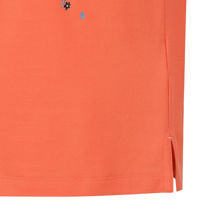 Áo golf nữ tay ngắn cổ bẻ màu cam in chữ trắng — ảnh 5