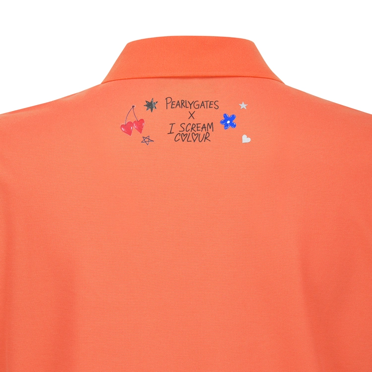 Áo golf nữ tay ngắn cổ bẻ màu cam in chữ trắng — ảnh 6