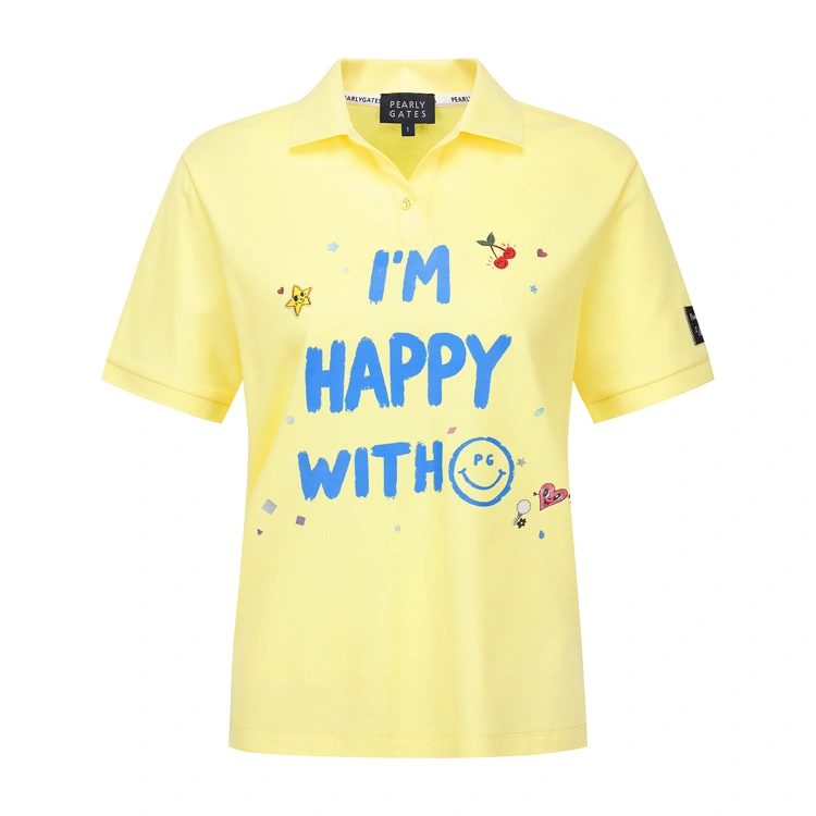 Áo golf nữ cổ bẻ tay ngắn màu vàng Pearly Gates — ảnh 2