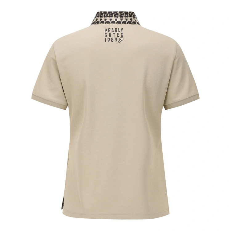 Áo polo golf nữ cổ họa tiết màu be — ảnh 2