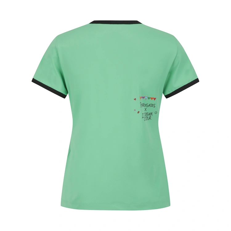 Áo golf nữ tay ngắn viền đen chữ nhiều màu xanh lá — ảnh 3