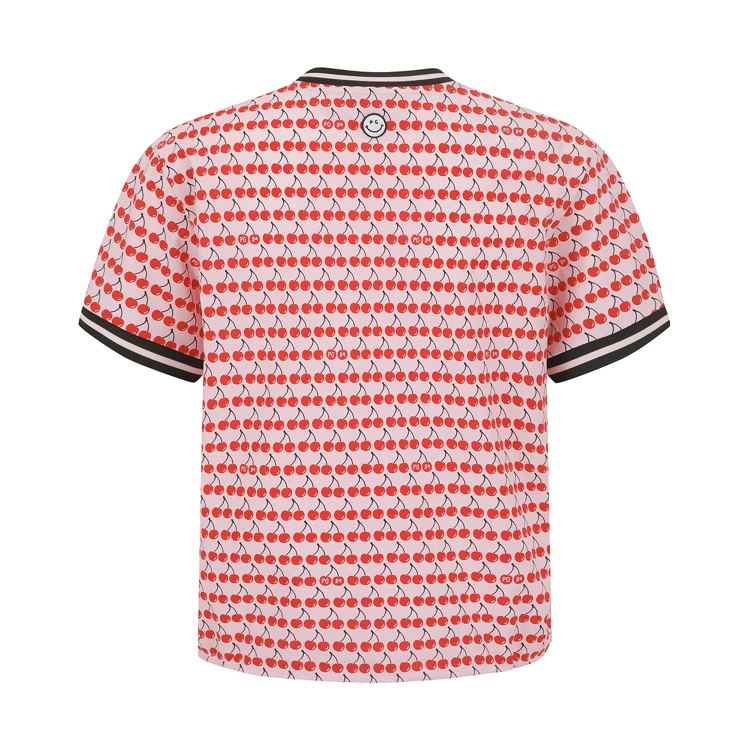 Áo golf nữ dáng suông họa tiết cherry màu hồng — ảnh 2