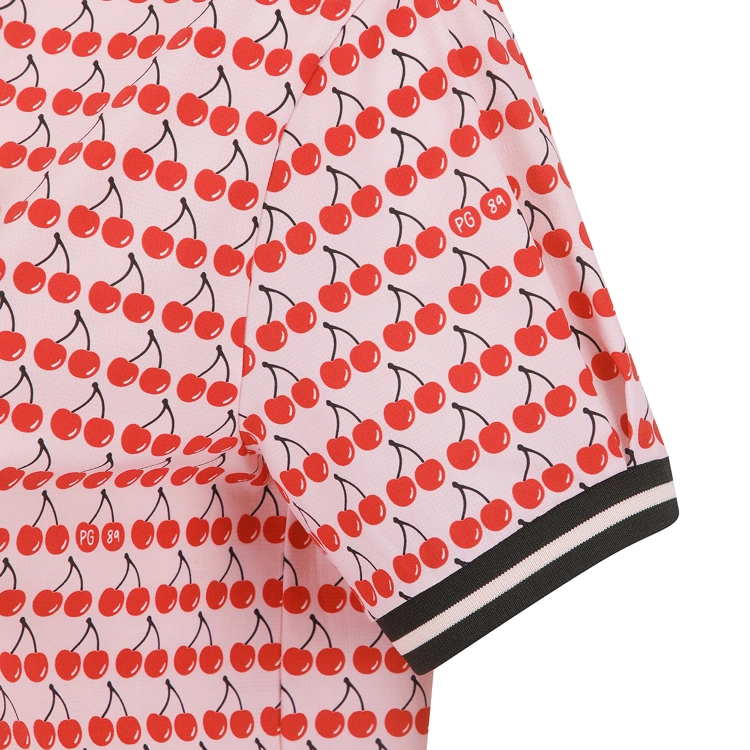 Áo golf nữ dáng suông họa tiết cherry màu hồng — ảnh 4