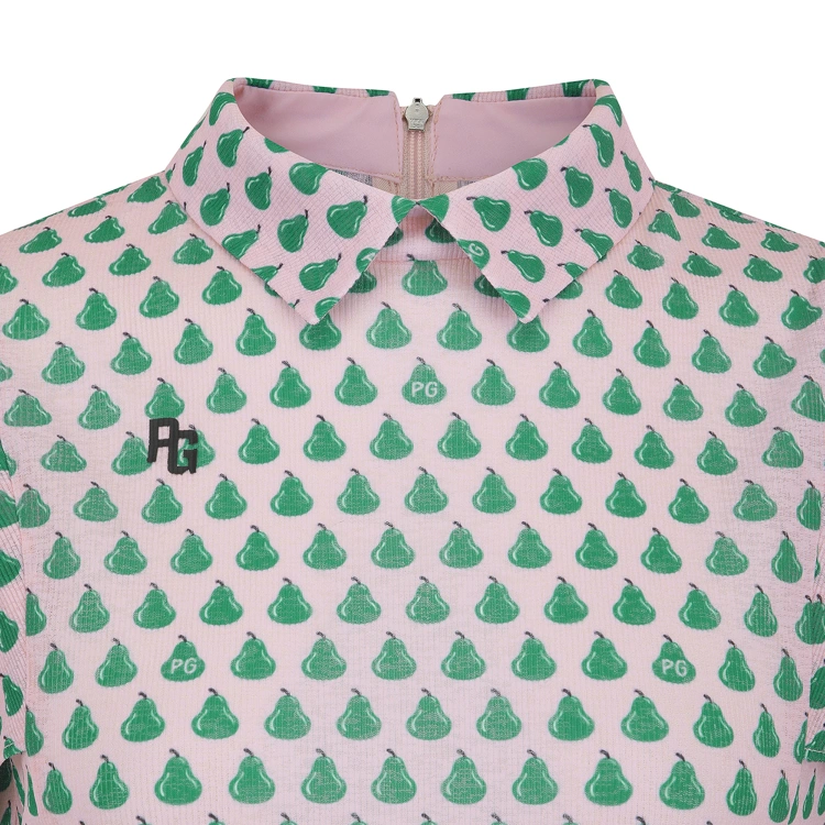 Áo golf nữ cổ bẻ tay ngắn họa tiết giọt nước màu hồng — ảnh 3