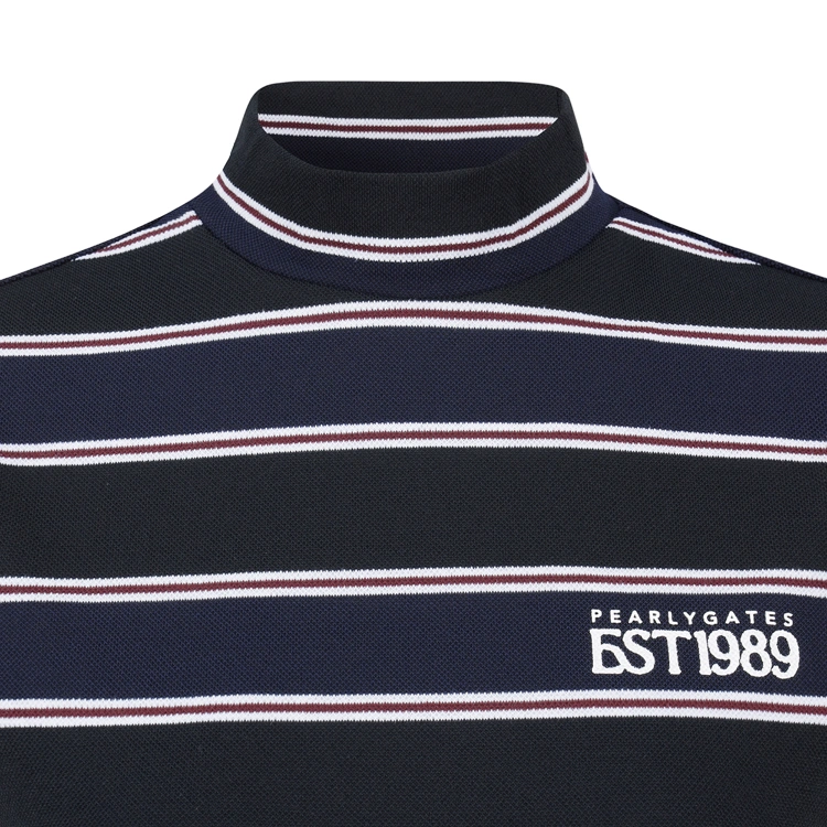 Áo golf nữ cổ cao tay ngắn kẻ sọc xanh navy — ảnh 3