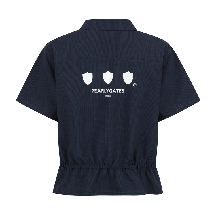 Áo golf nữ tay ngắn khóa giữa màu xanh navy — ảnh 2