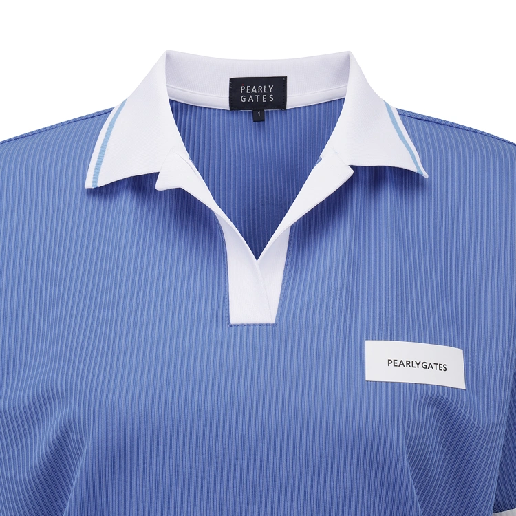 Áo golf nữ cổ bẻ tay ngắn phối viền trắng xanh dương — ảnh 3