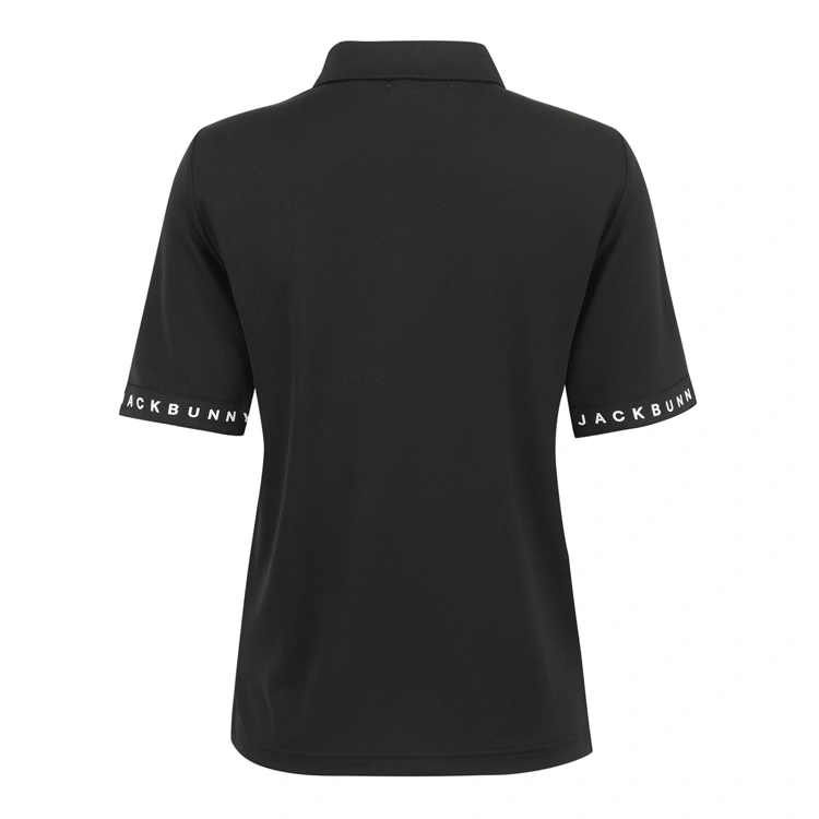 Áo polo golf nữ tay ngắn màu đen phối chữ trắng — ảnh 2