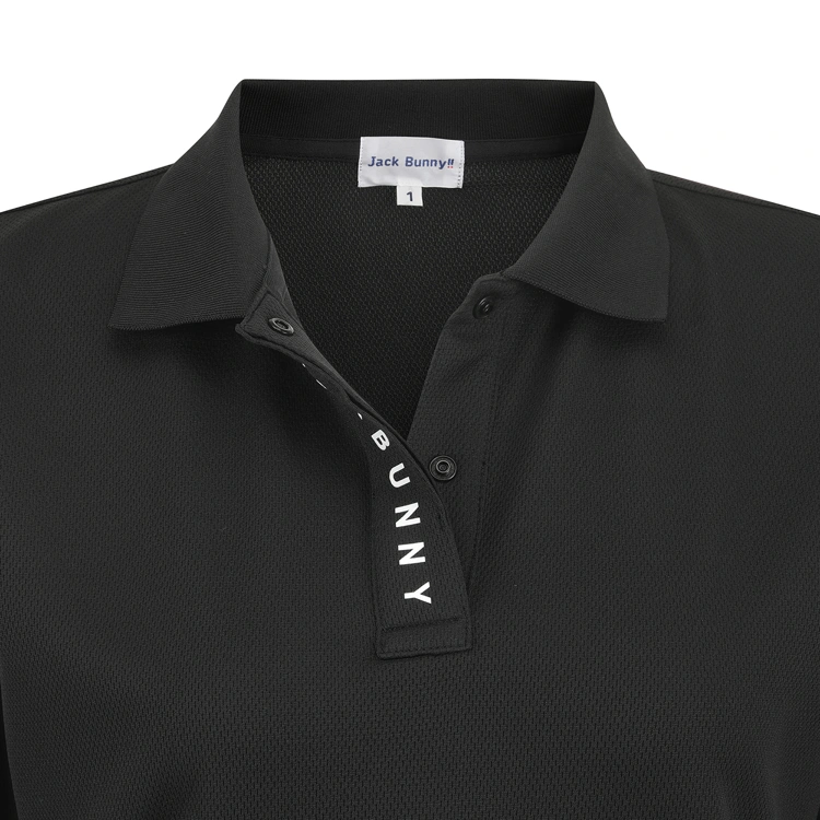 Áo polo golf nữ tay ngắn màu đen phối chữ trắng — ảnh 3