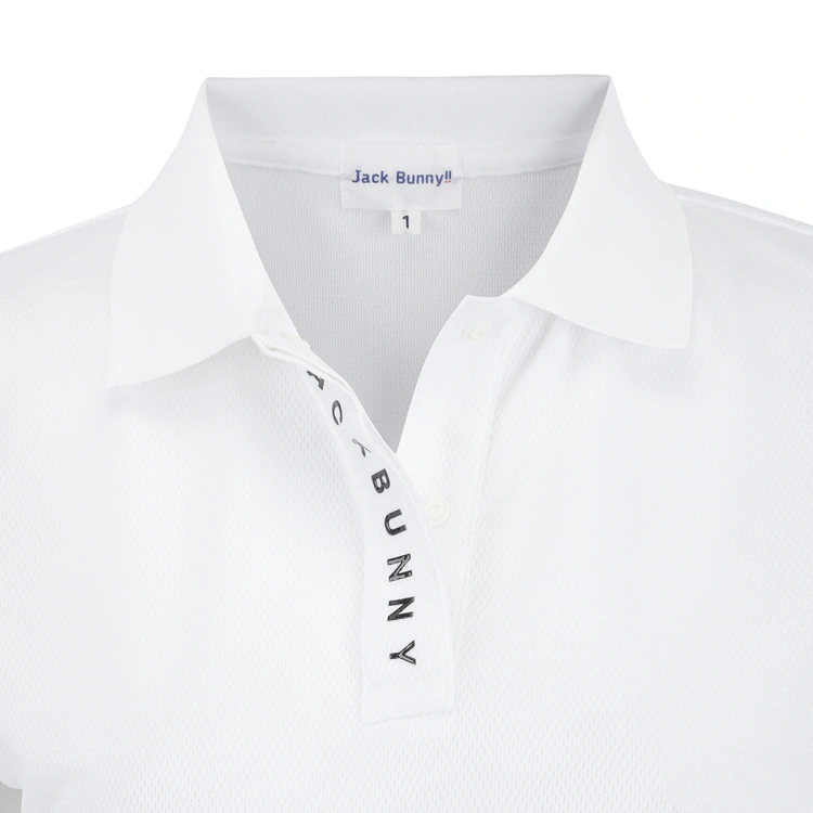 Áo polo golf nữ cổ bẻ màu trắng phối chữ tối giản — ảnh 3