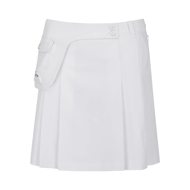 Váy golf nữ Pearly Gates màu trắng dáng xếp ly có túi gài bên hông