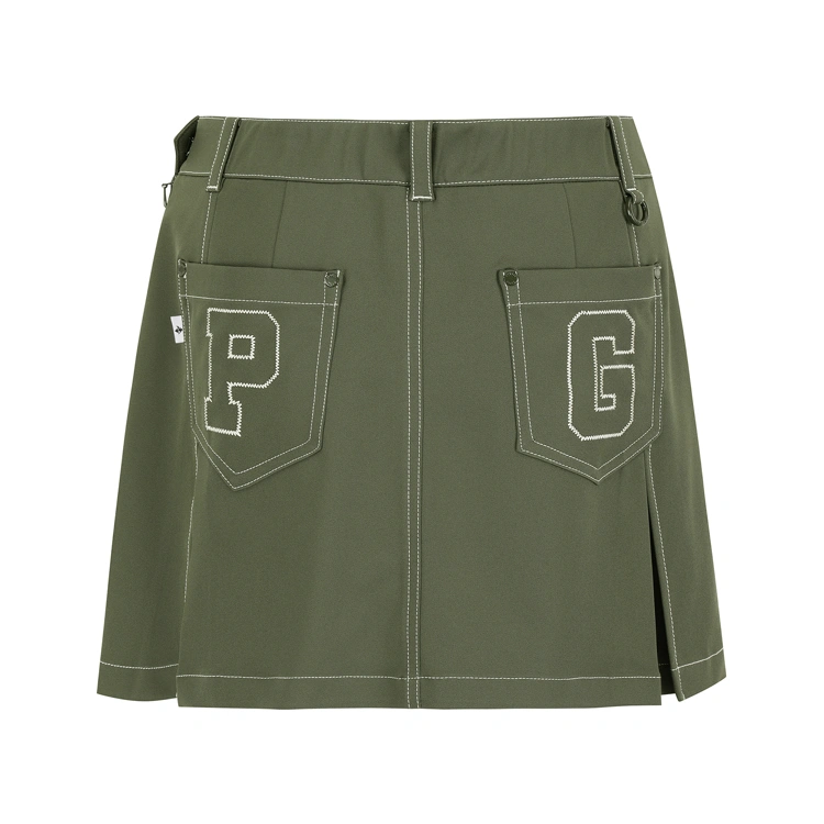 Chân váy golf nữ dáng A màu kaki — ảnh 2