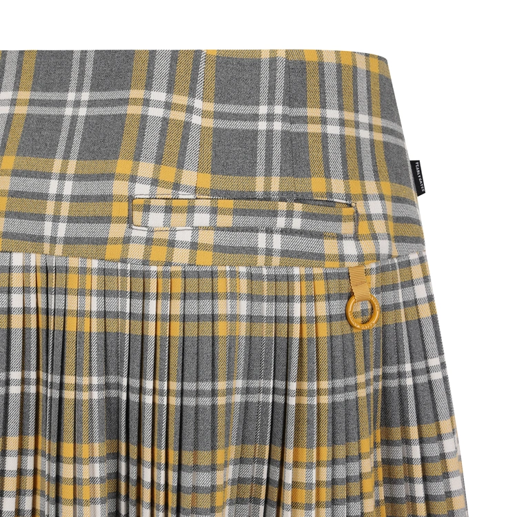 Chân váy golf nữ xếp ly họa tiết kẻ vàng xám — ảnh 4