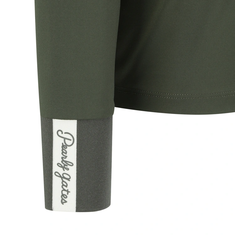 Áo golf nữ cổ lọ tay dài họa tiết hoa màu kaki — ảnh 4