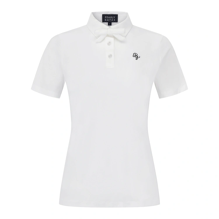 Áo golf nữ dáng polo cổ nơ trắng — ảnh 2