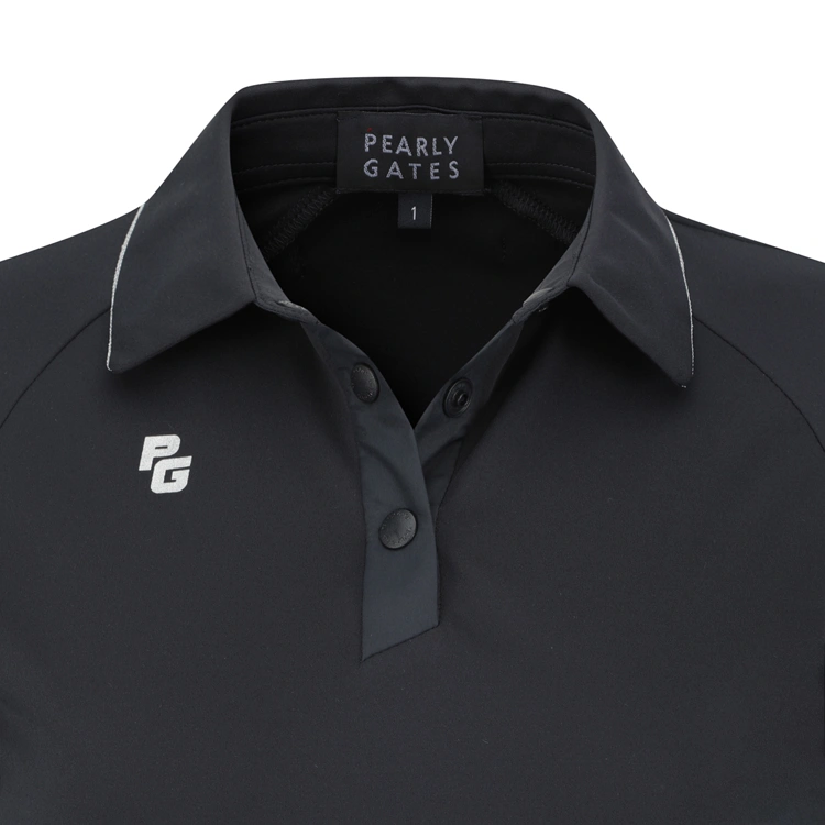Áo polo golf nữ tay dài cổ bẻ viền trắng màu đen — ảnh 3