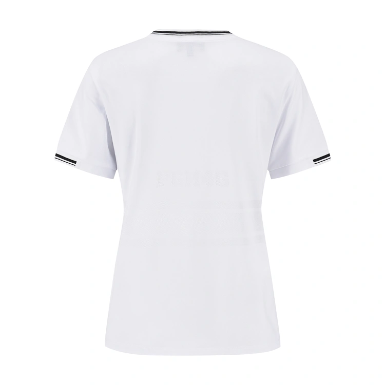 Áo golf nữ tay ngắn cổ tròn phối viền đen trắng màu trắng — ảnh 2