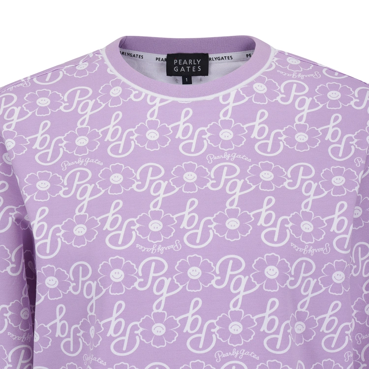 Áo golf nữ tay dài họa tiết hoa màu hồng lilac — ảnh 3