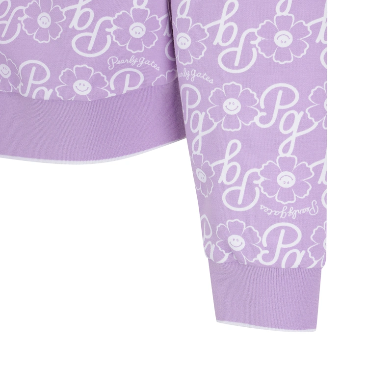 Áo golf nữ tay dài họa tiết hoa màu hồng lilac — ảnh 4