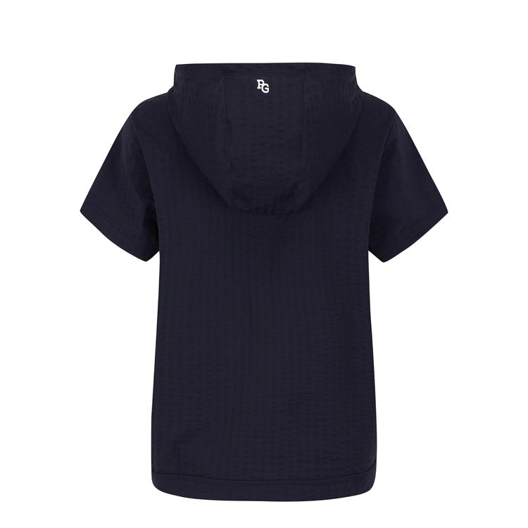 Áo golf nữ tay ngắn cổ trụ dây kéo màu xanh navy — ảnh 2