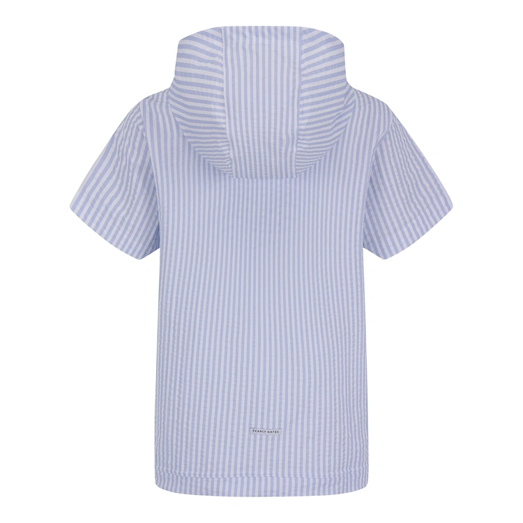 Áo golf nữ cổ kéo khóa tay ngắn sọc xanh dương — ảnh 2