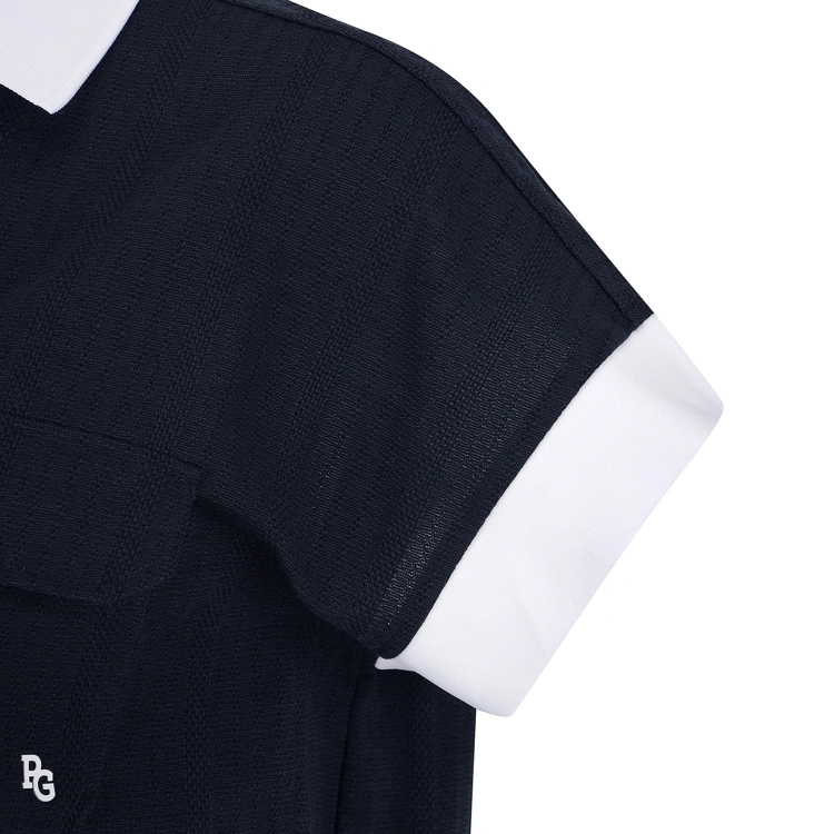 Áo golf nữ cổ bẻ tay ngắn phối trắng màu xanh navy — ảnh 4