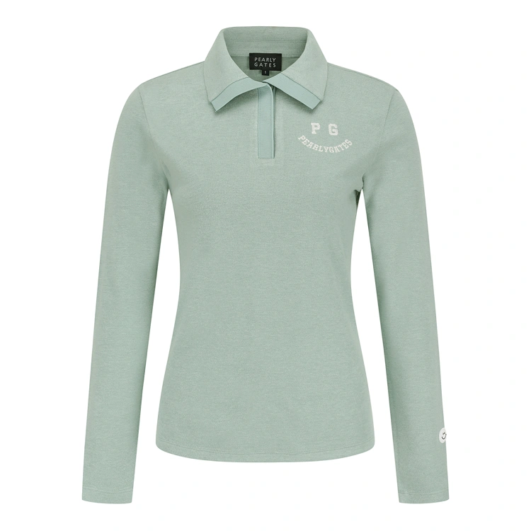 Áo golf nữ Pearly Gates cổ bẻ tay dài màu xanh mint thời thượng