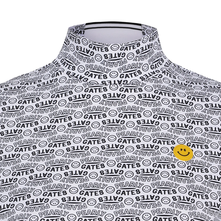 Áo golf nữ dài tay cổ cao họa tiết logo Pearly Gates xám — ảnh 3