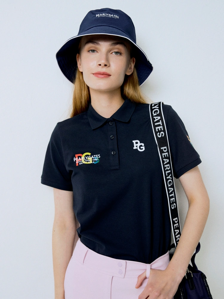 Áo polo nữ tay ngắn cổ bẻ màu xanh navy — Pearly Gates | Seoul Golf Fashion