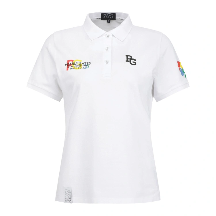Áo polo golf nữ Pearly Gates trắng phối logo màu — ảnh 2