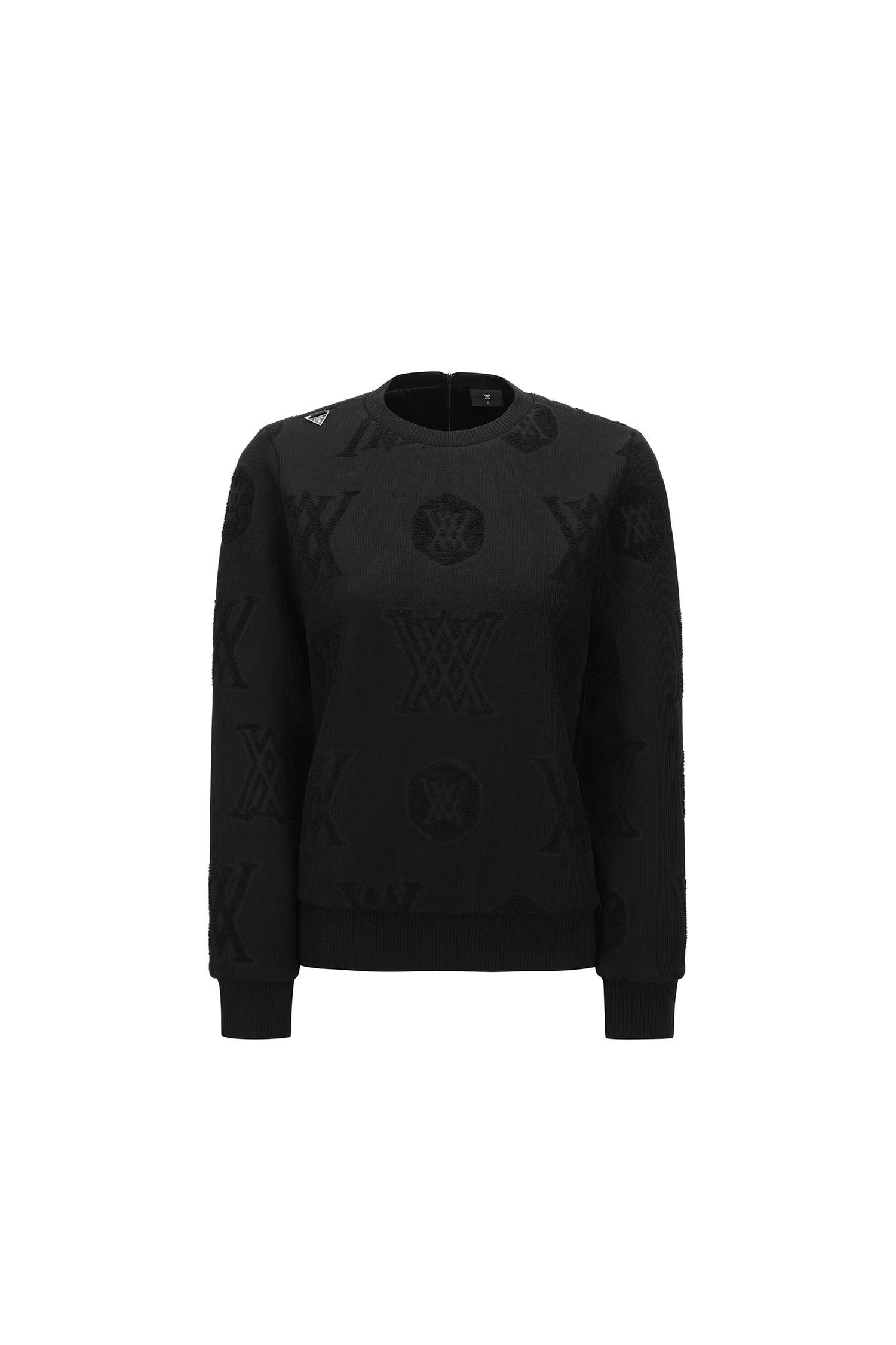 Áo golf nữ tay dài họa tiết logo chìm màu đen — Anew | Seoul Golf Fashion