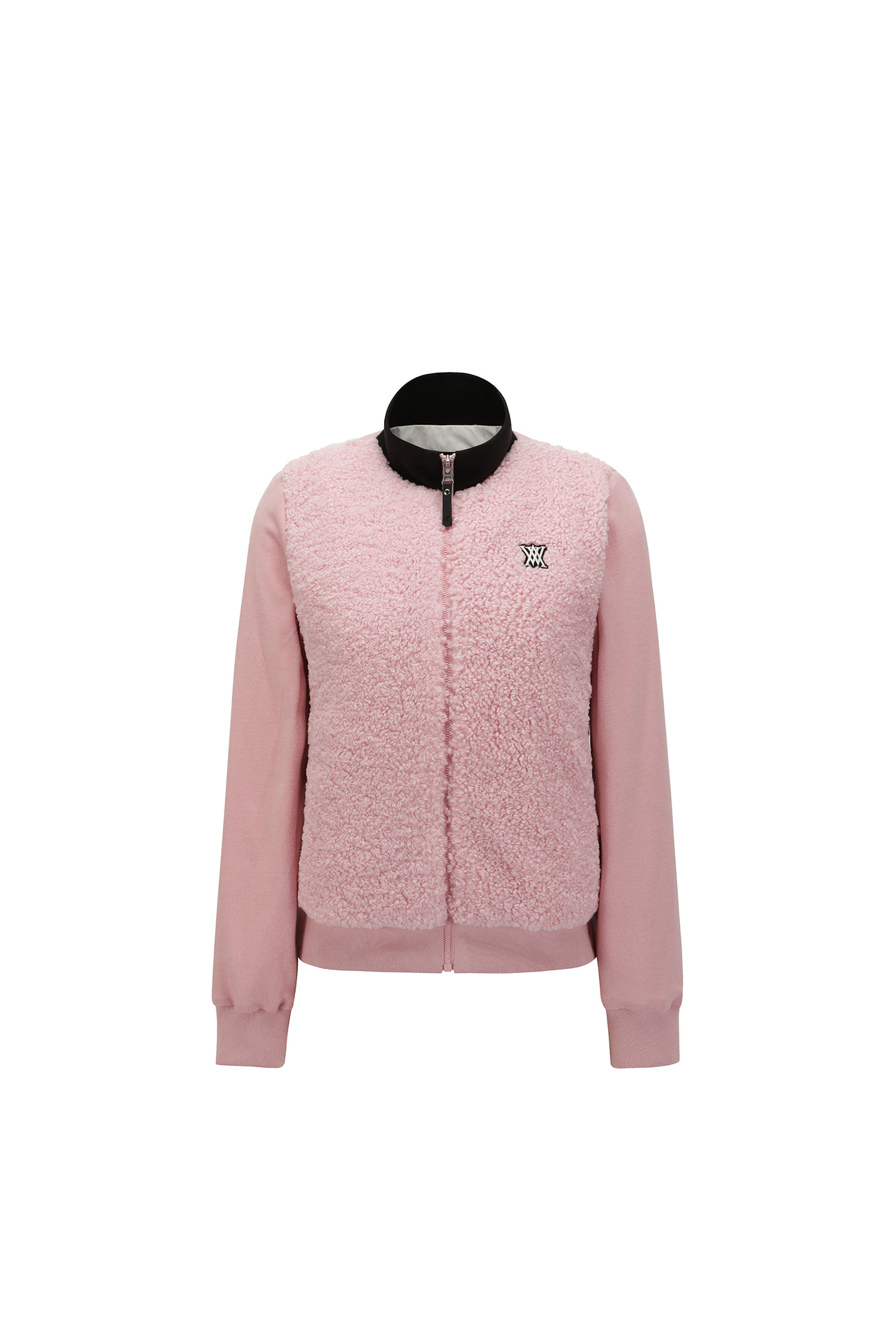 Áo knit golf nữ dáng bomber màu hồng nhạt — Anew | Seoul Golf Fashion