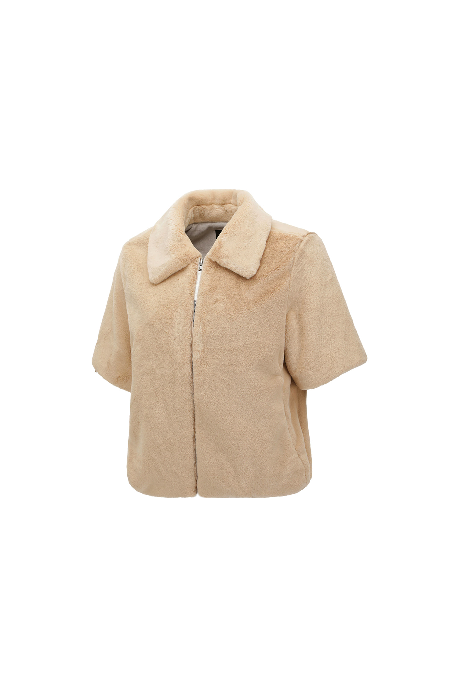 Áo khoác golf nữ dáng jumper tay ngắn màu be — ảnh 3