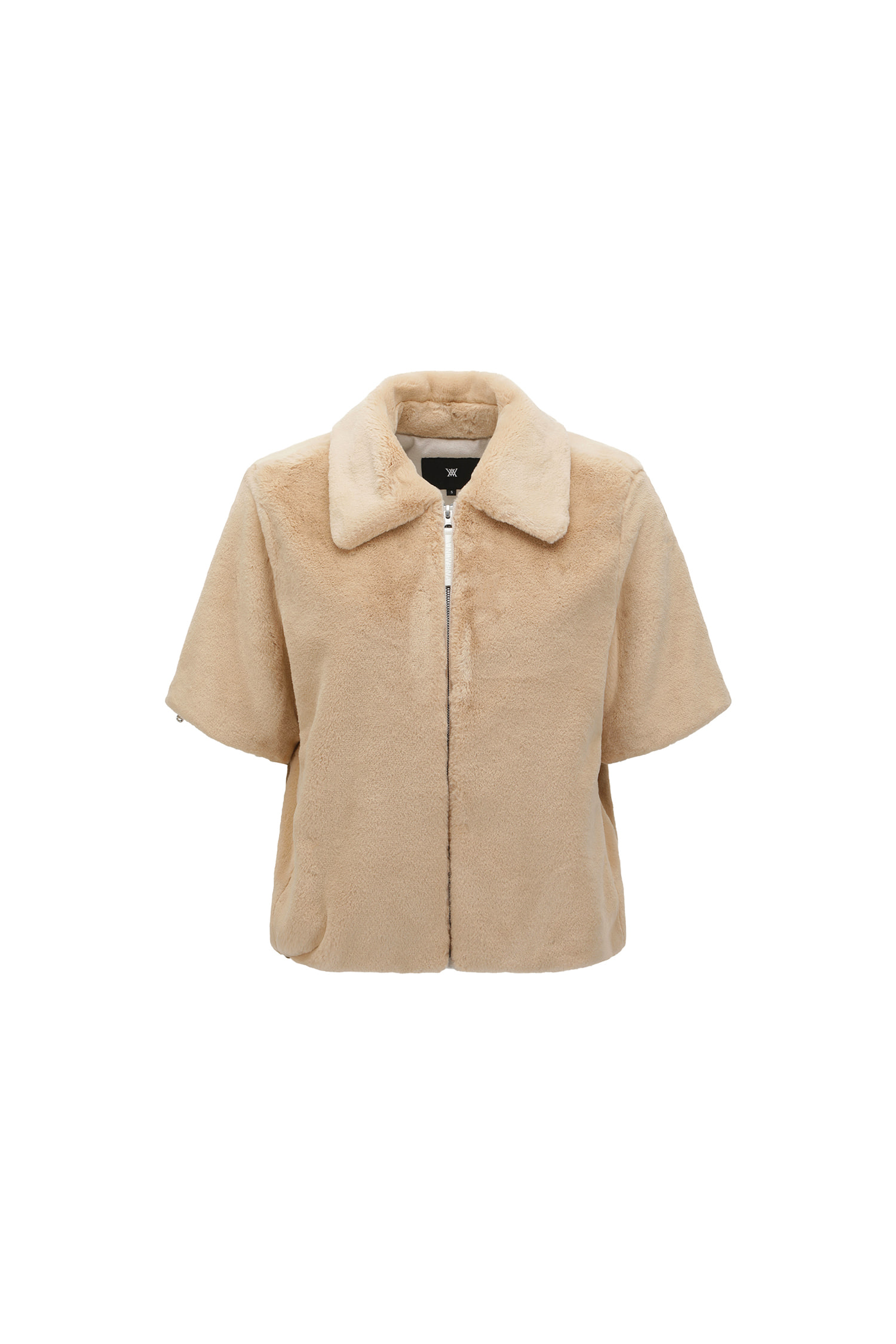 Áo khoác golf nữ dáng jumper tay ngắn màu be — Anew | Seoul Golf Fashion