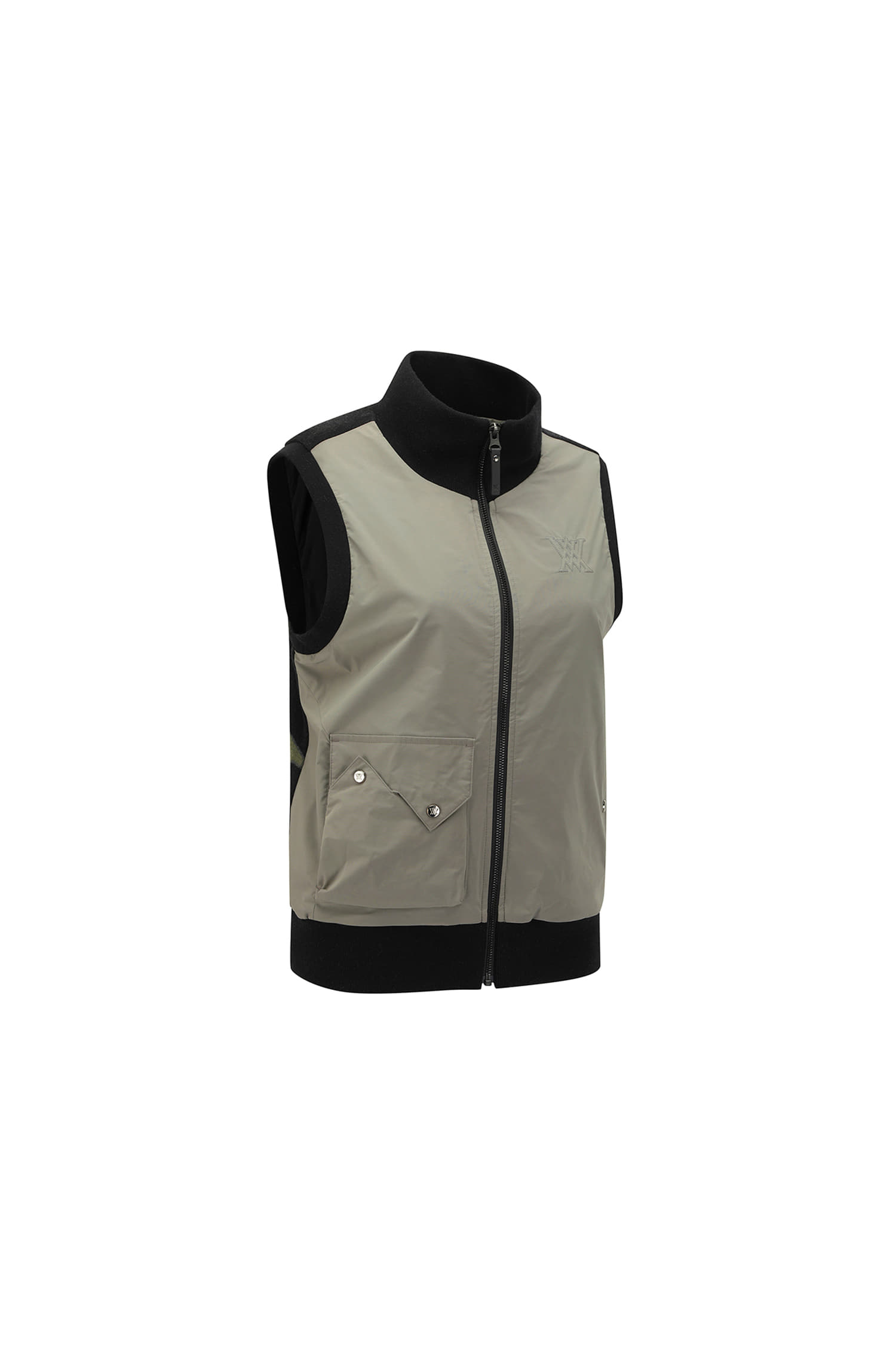 Áo vest golf nữ dáng cổ cao phối màu ghi đen — ảnh 4