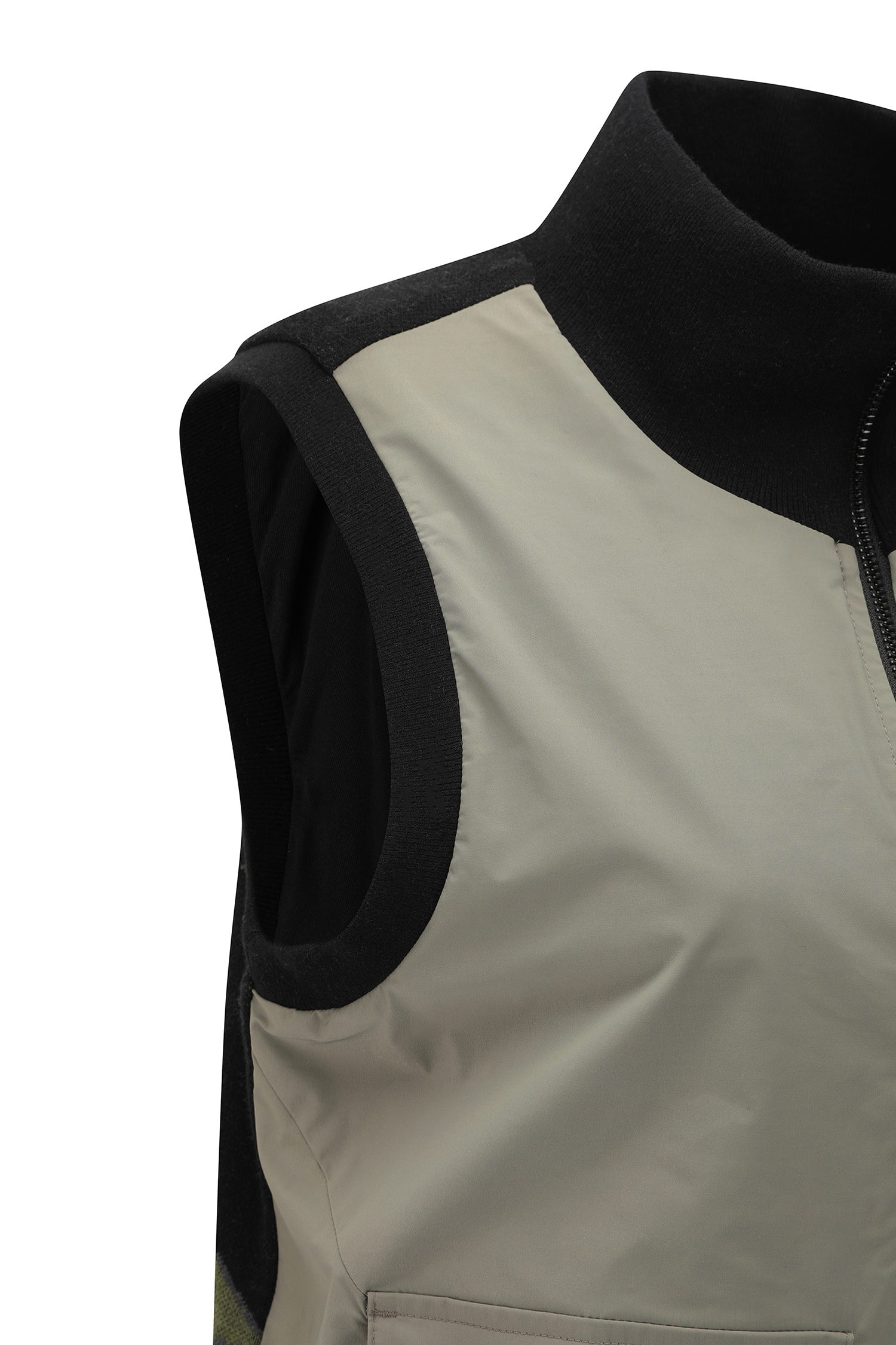 Áo vest golf nữ dáng cổ cao phối màu ghi đen — ảnh 6