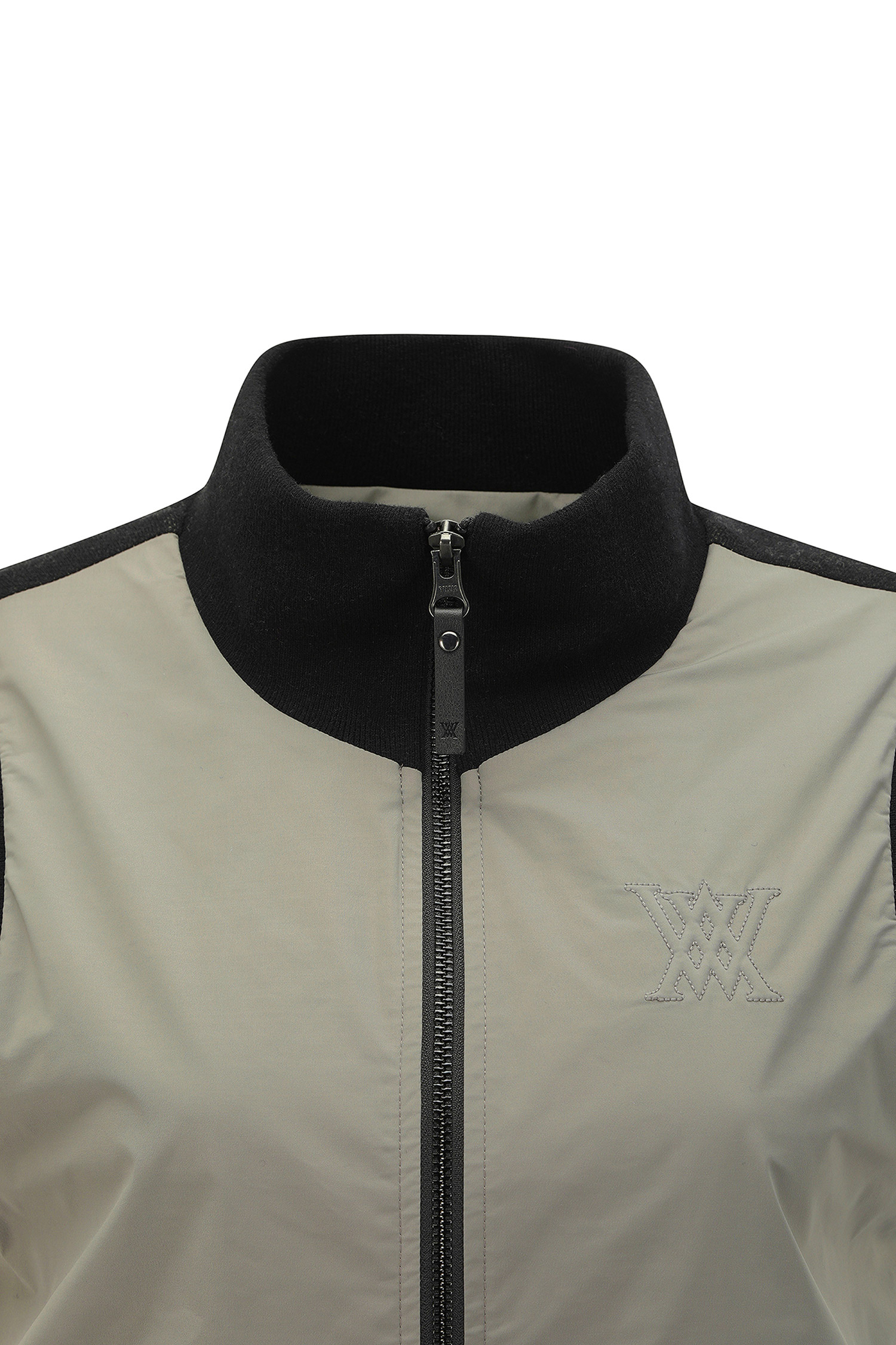 Áo vest golf nữ dáng cổ cao phối màu ghi đen — ảnh 5