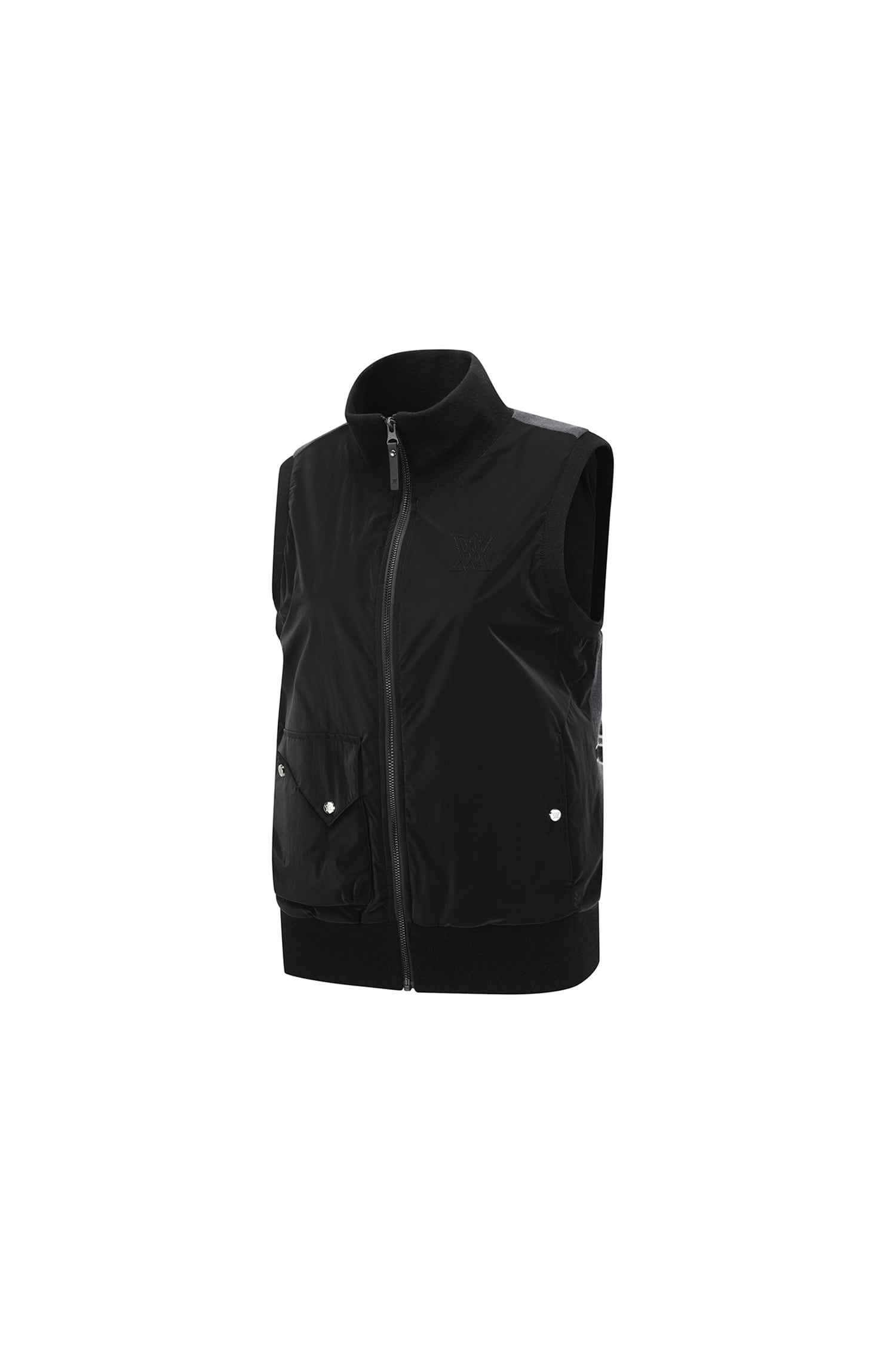 Áo vest golf nữ dáng suông cổ cao màu đen — ảnh 3